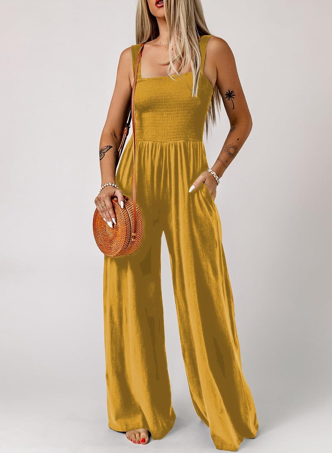 image:imageDokotoo Womens Casual Jumpsuits One Piece Sleeveless Wide Leg RompersGinger