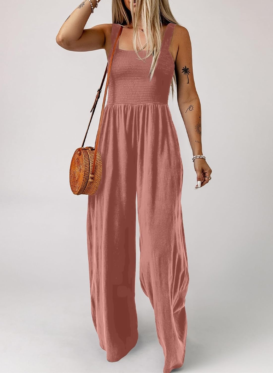 image:imageDokotoo Womens Casual Jumpsuits One Piece Sleeveless Wide Leg RompersRose Pink