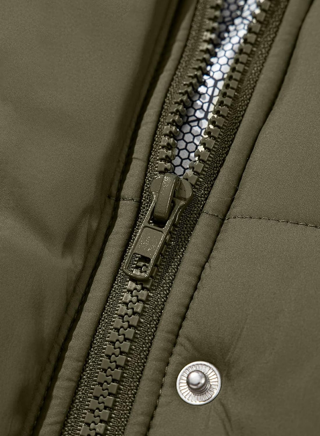 image:imageDokotoo Womens Casual Long Sleeve Zip up Puffer Chunky Warm Drawstring Quilted Lightweight Jacket CoatVineyard Green