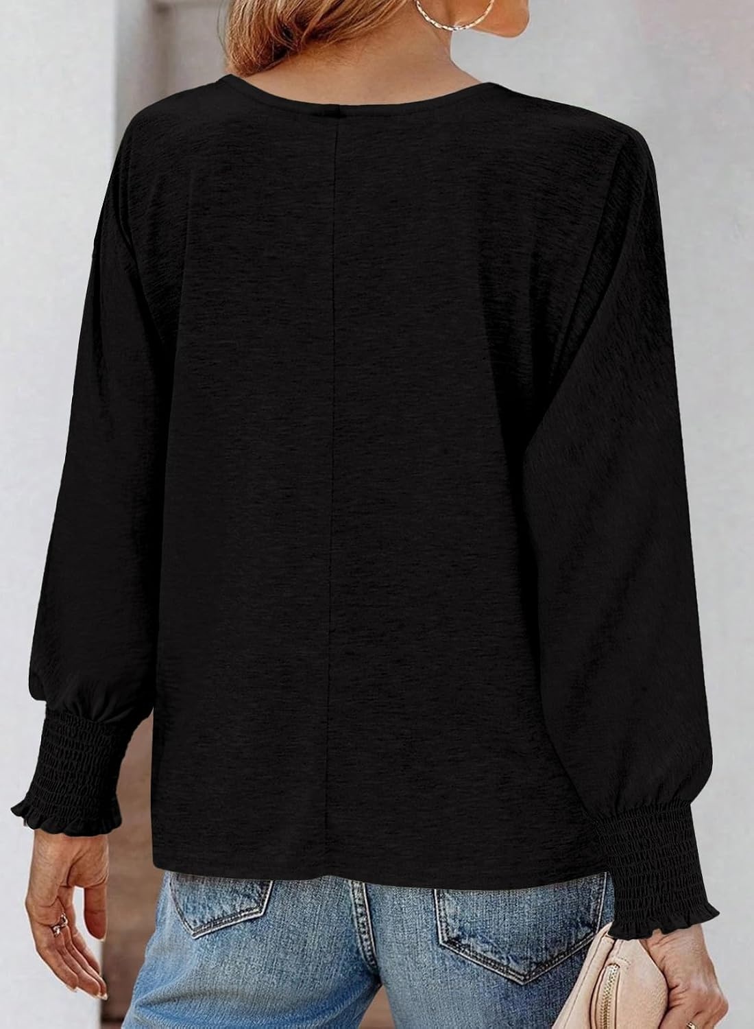 image:imageDokotoo Womens Casual V Neck Long Sleeve Shirts Loose Tunic Tops Tee BlouseBlack
