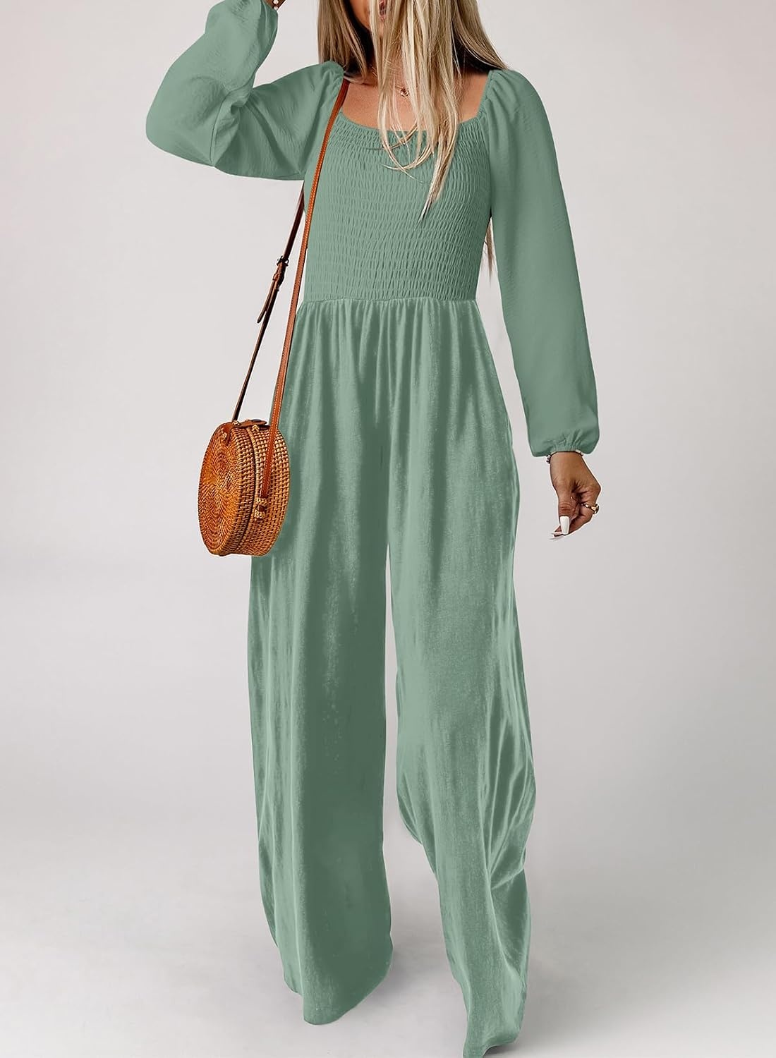 image:imageDokotoo Womens Jumpsuits One Piece Long Sleeve Wide Leg Long Pant RompersCanton
