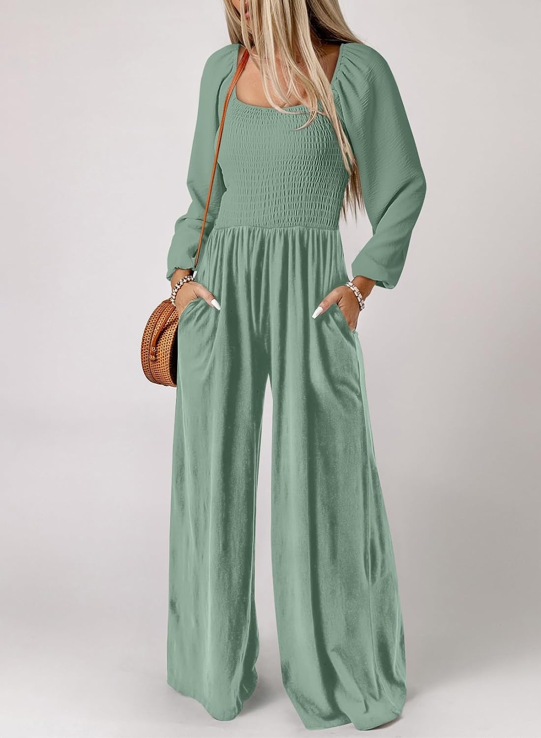 image:imageDokotoo Womens Jumpsuits One Piece Long Sleeve Wide Leg Long Pant RompersCanton