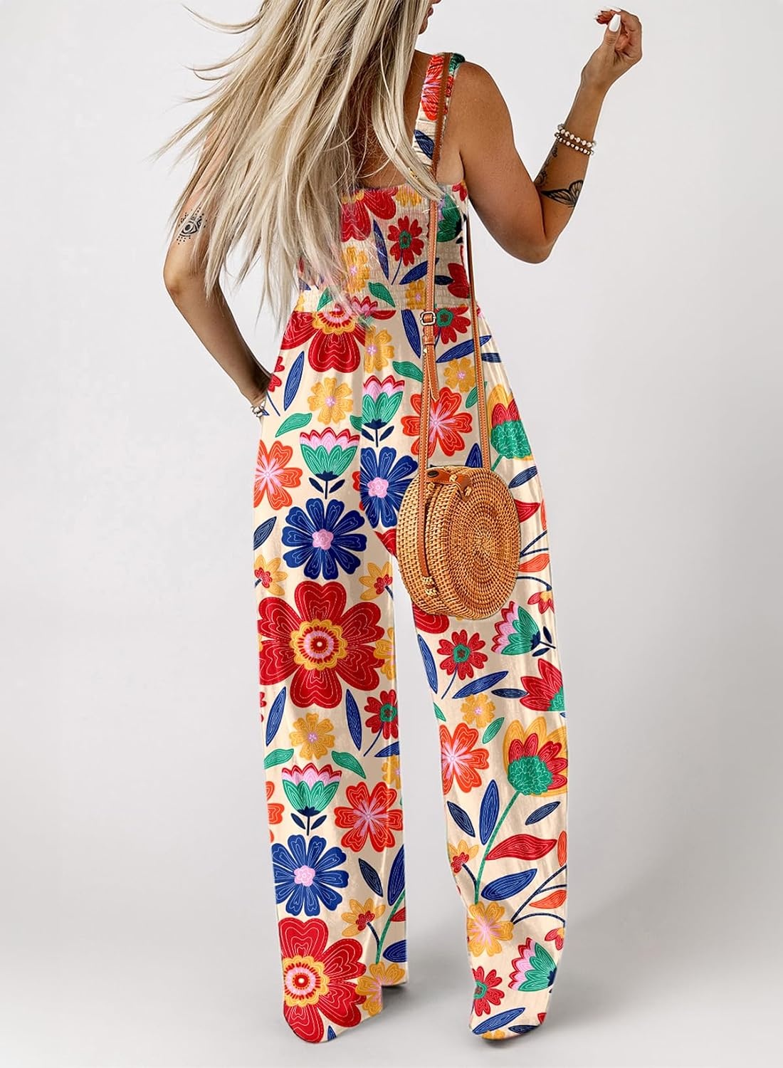 image:imageDokotoo Womens Loose Overalls Jumpsuits One Piece Sleeveless RompersApricot Print