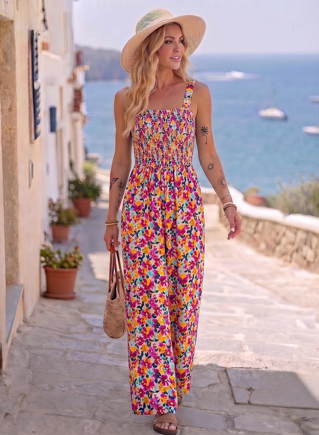 image:imageDokotoo Womens Loose Overalls Jumpsuits One Piece Sleeveless RompersPink 2