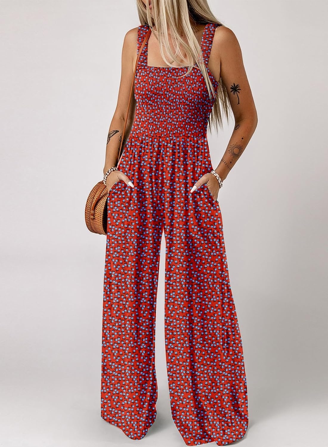 image:imageDokotoo Womens Loose Overalls Jumpsuits One Piece Sleeveless RompersRed