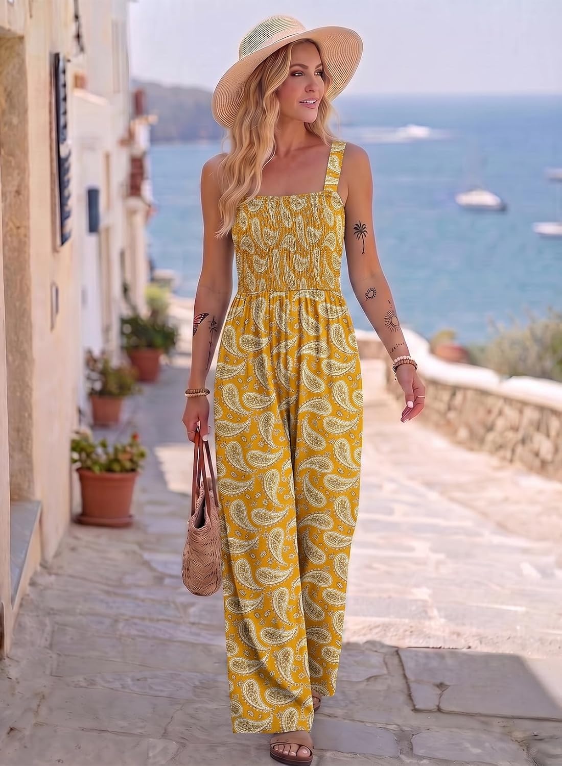image:imageDokotoo Womens Loose Overalls Jumpsuits One Piece Sleeveless RompersYellow