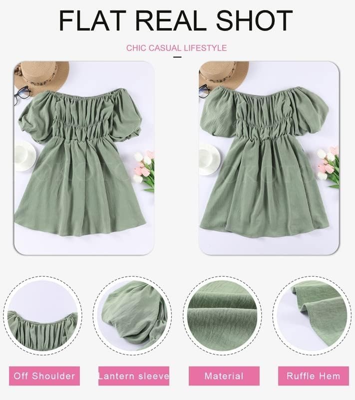image:imageDokotoo Womens Off The Shoulder Elastic Waist Summer DressesB Grey