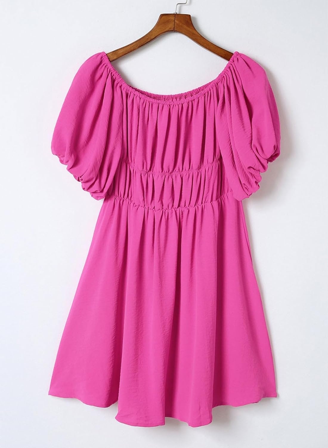image:imageDokotoo Womens Off The Shoulder Elastic Waist Summer DressesHot Pink