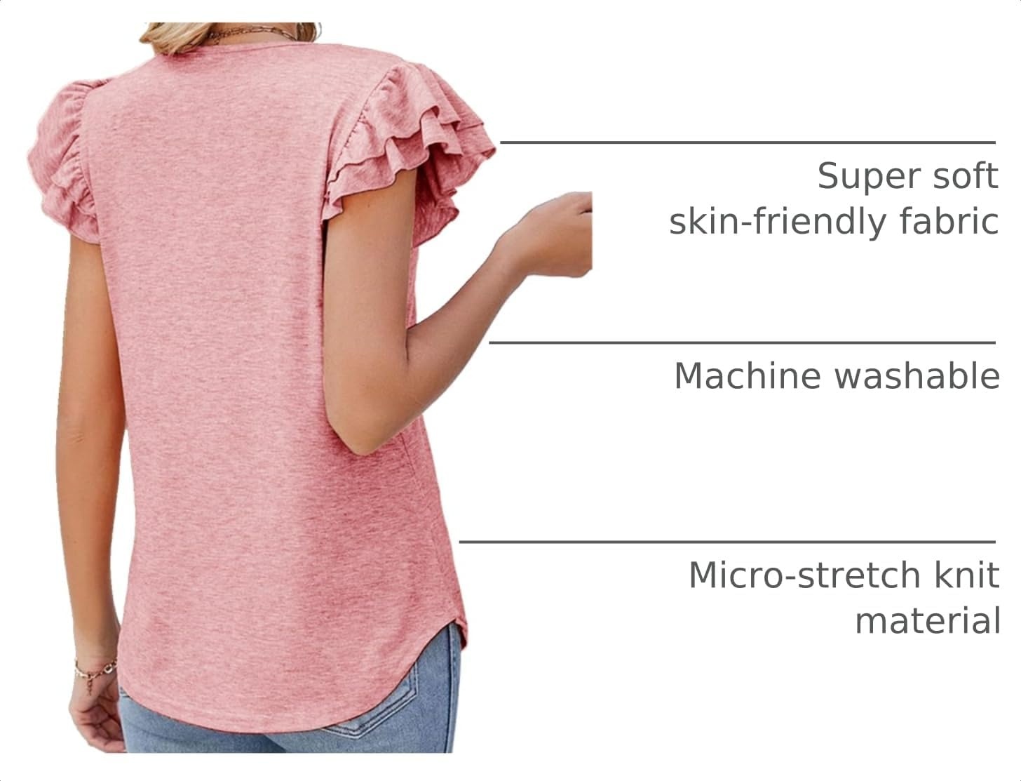 image:imageDokotoo Womens Ruffle Short Sleeve Tops 2026 Solid Color T ShirtsPink