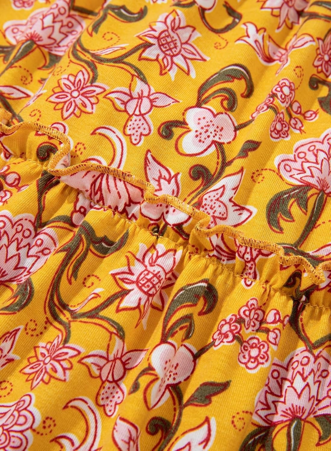 image:imageDokotoo Womens Summer Dresses 2026 Sleeveless Button Down Smocked Empire Waist Ruffle Tiered Casual Swing Mini DressFloral Yellow