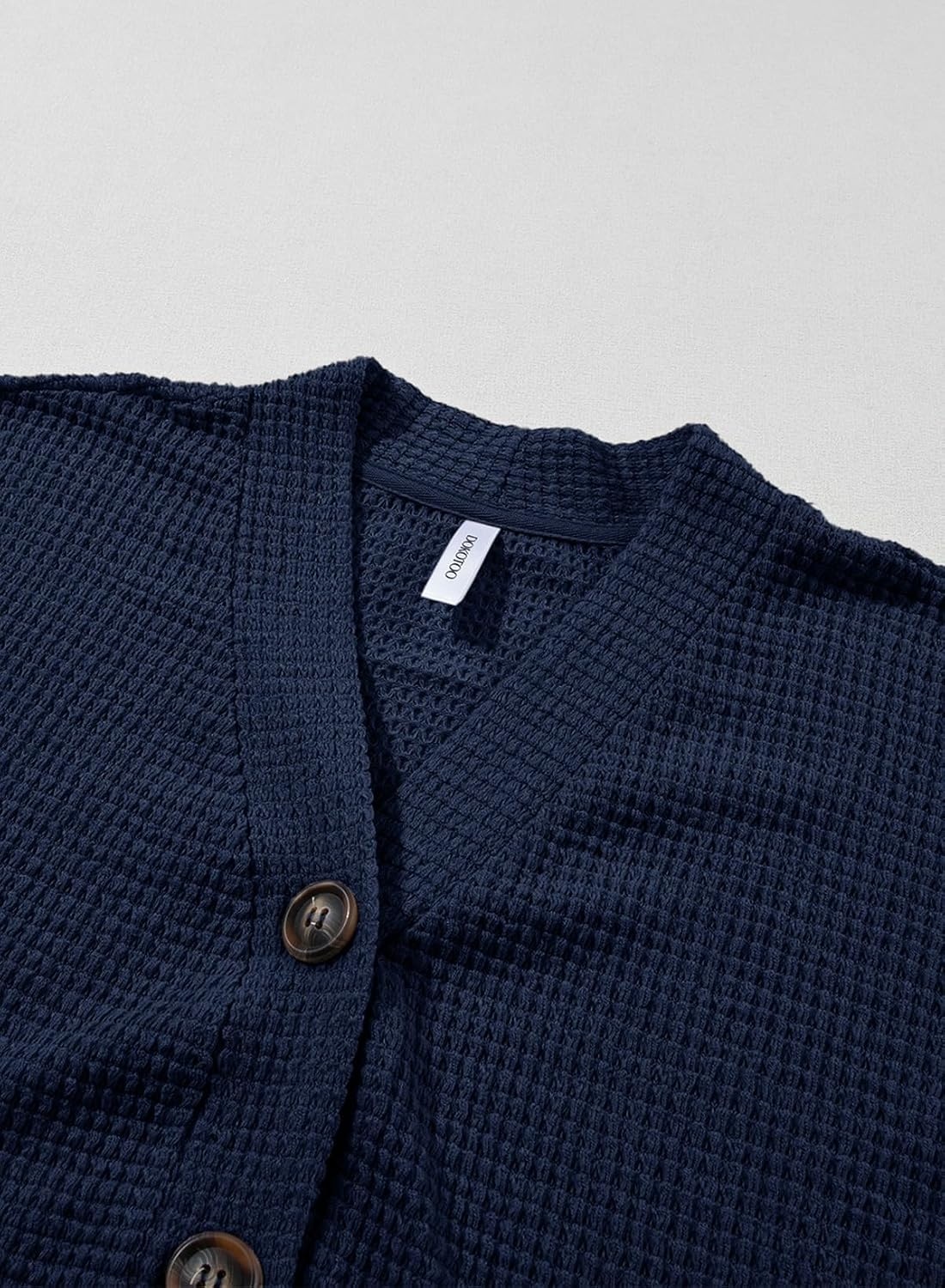 image:imageDokotoo Womens Summer Tops 2026 Waffle Knit Button Down ShirtsBlue