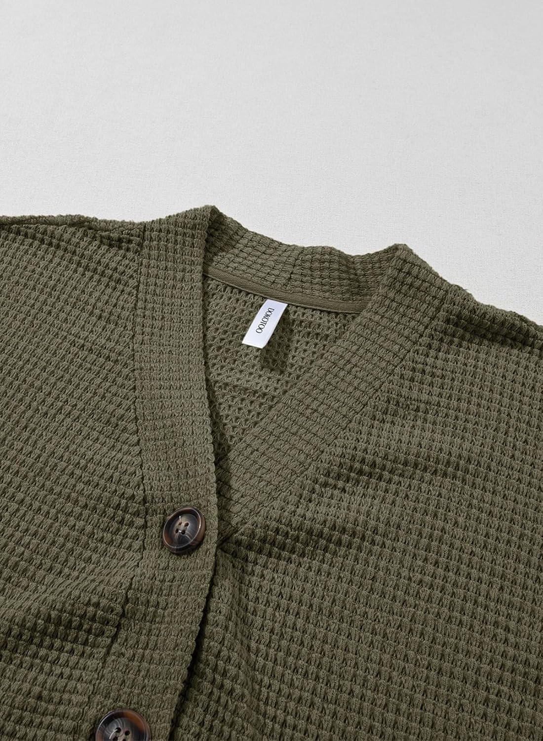 image:imageDokotoo Womens Summer Tops 2026 Waffle Knit Button Down ShirtsGreen