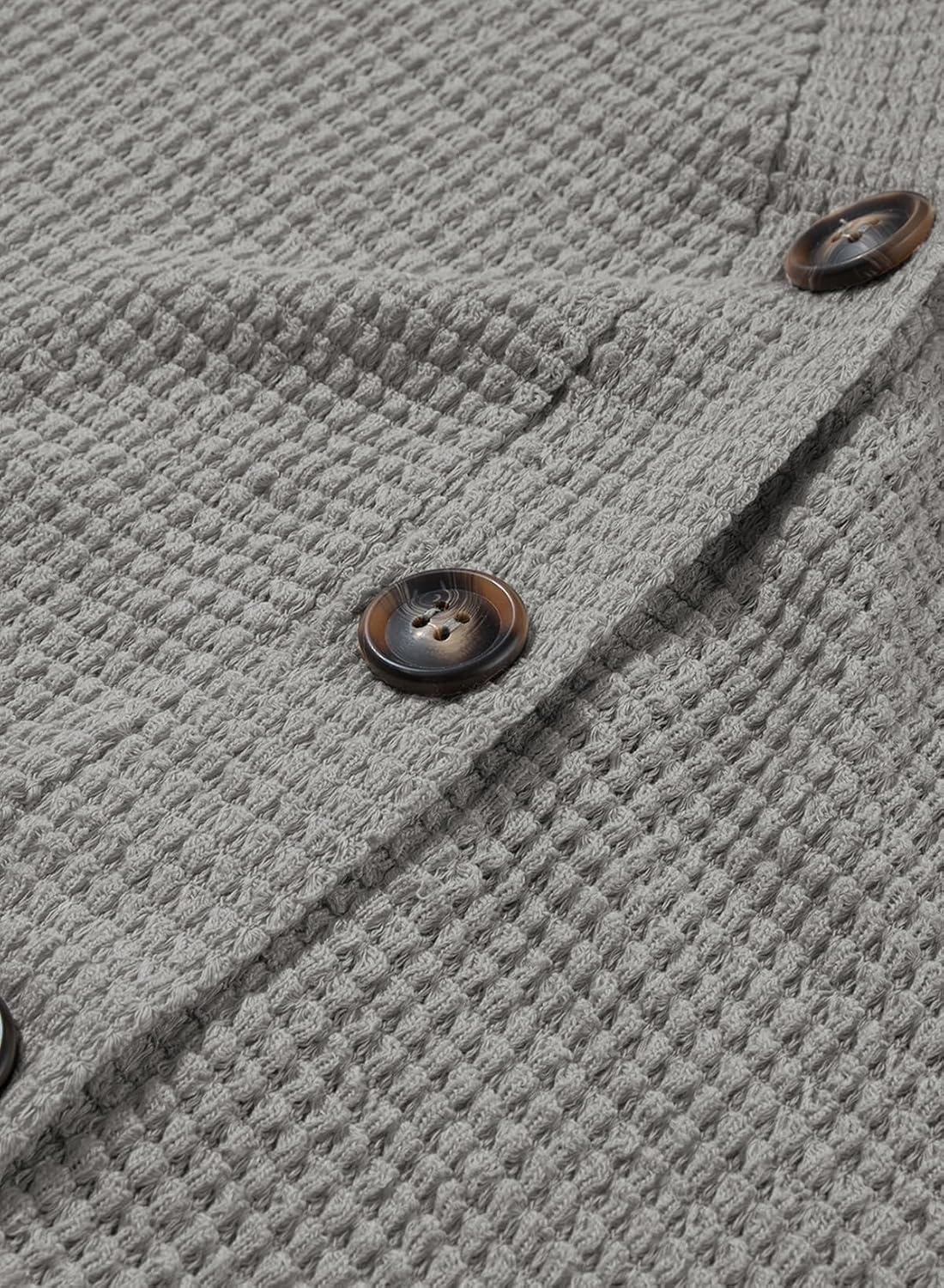 image:imageDokotoo Womens Summer Tops 2026 Waffle Knit Button Down ShirtsGrey