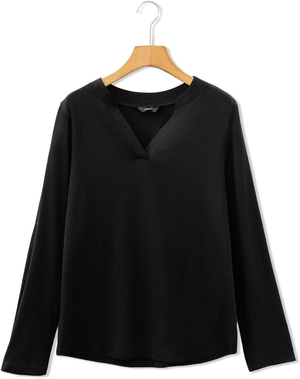 image:imageDokotoo Womens Tops Plaid Cotton Cuffed 34 Sleeve Shirts BlousesZz Black
