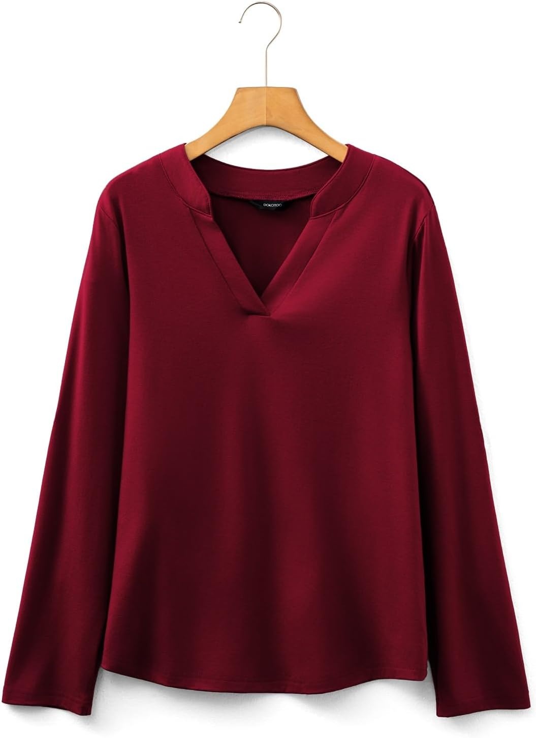 image:imageDokotoo Womens Tops Plaid Cotton Cuffed 34 Sleeve Shirts BlousesZz Red