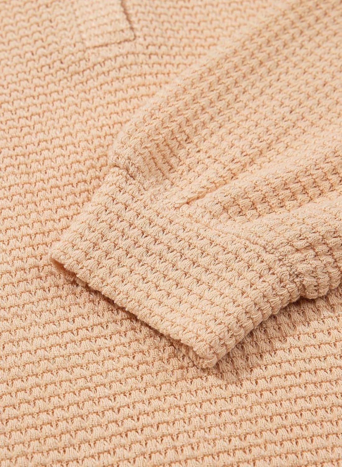 image:imageDokotoo Womens Waffle Knit Tops 2026 Dressy Casual Button Shirts Long Sleeve V Neck Blouses Basic TeeBeige