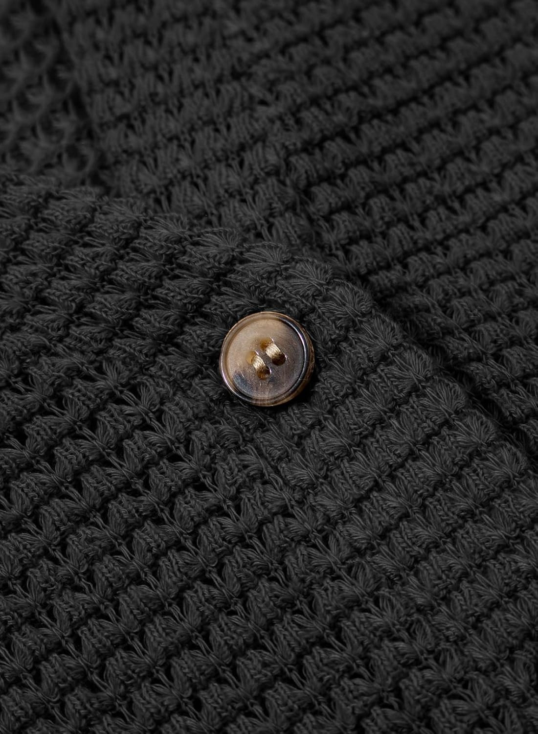 image:imageDokotoo Womens Waffle Knit Tops 2026 Dressy Casual Button Shirts Long Sleeve V Neck Blouses Basic TeeBlack