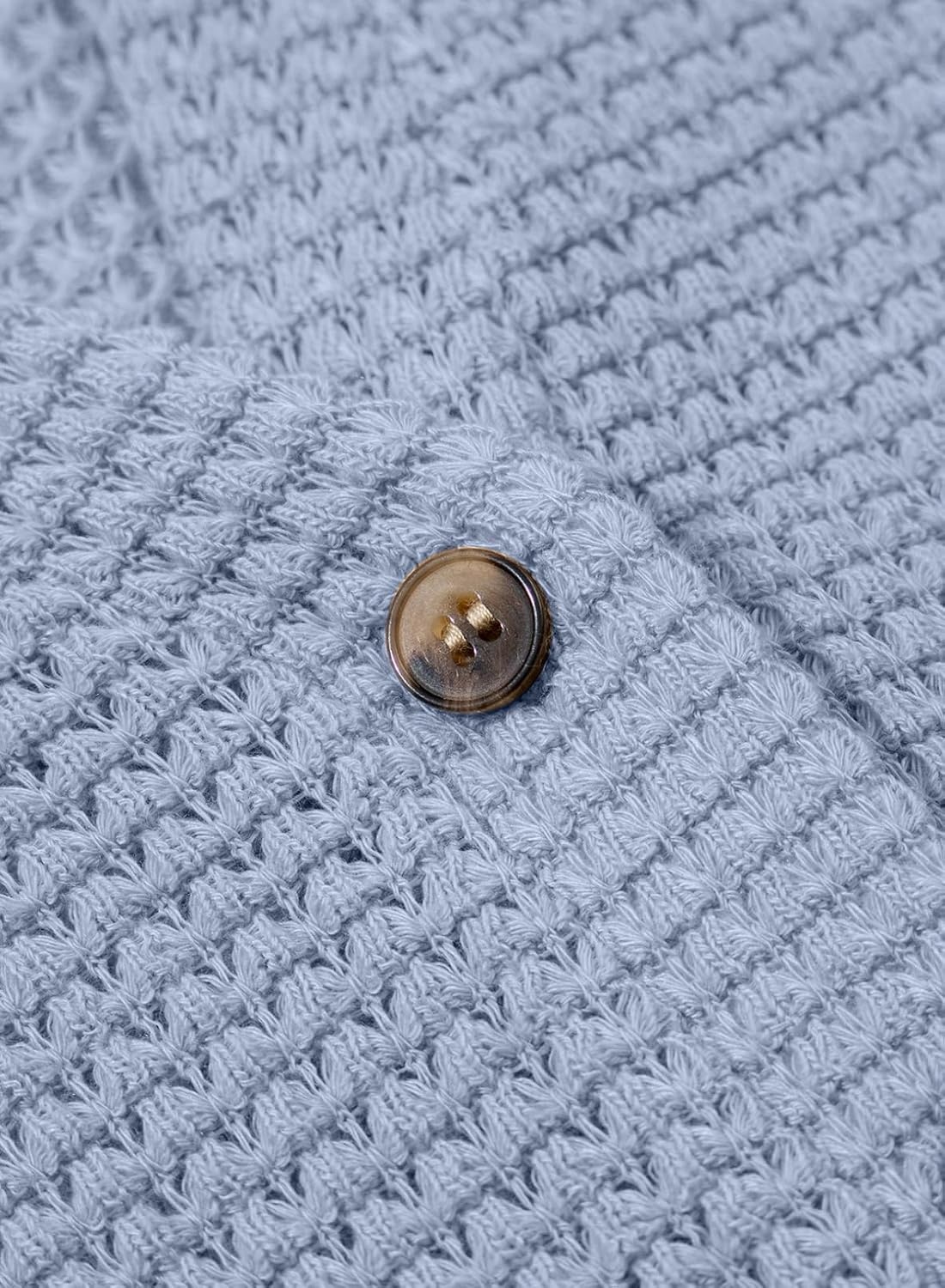 image:imageDokotoo Womens Waffle Knit Tops 2026 Dressy Casual Button Shirts Long Sleeve V Neck Blouses Basic TeeBlue