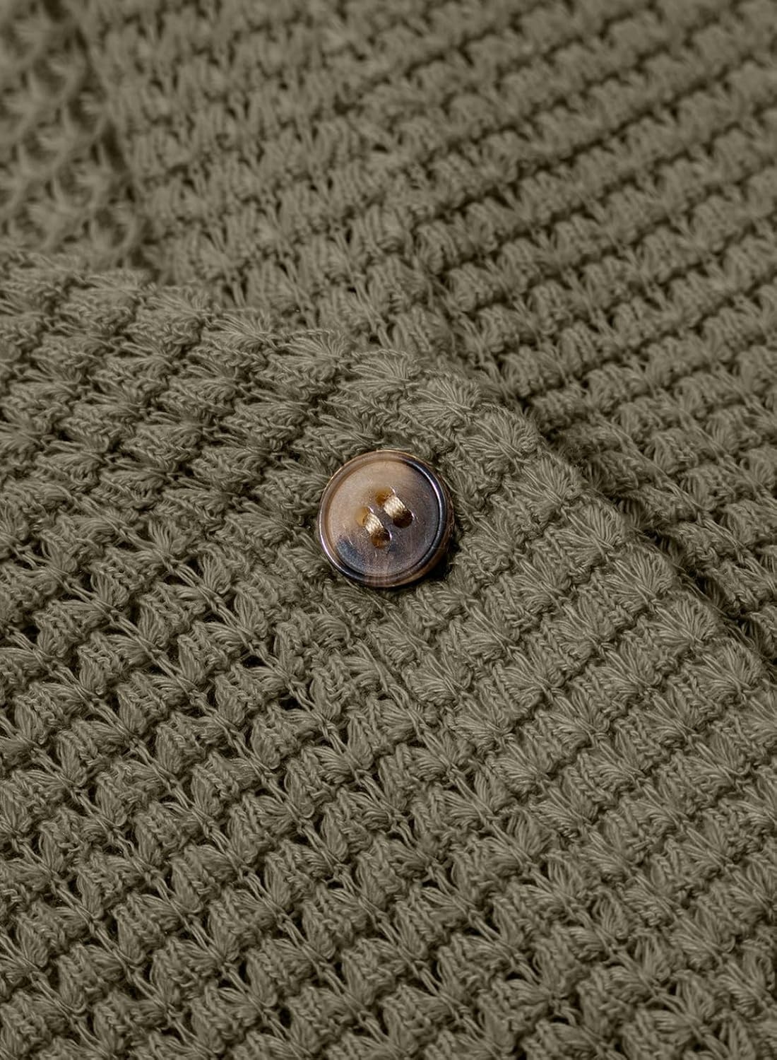 image:imageDokotoo Womens Waffle Knit Tops 2026 Dressy Casual Button Shirts Long Sleeve V Neck Blouses Basic TeeGreen