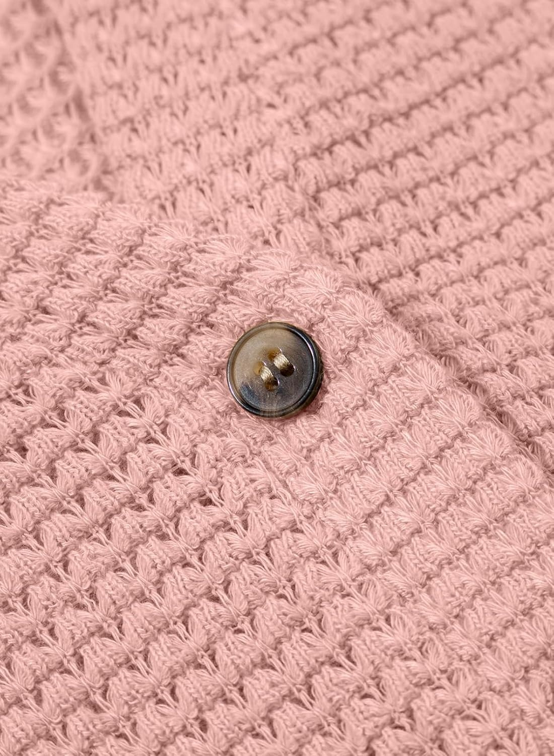 image:imageDokotoo Womens Waffle Knit Tops 2026 Dressy Casual Button Shirts Long Sleeve V Neck Blouses Basic TeePink