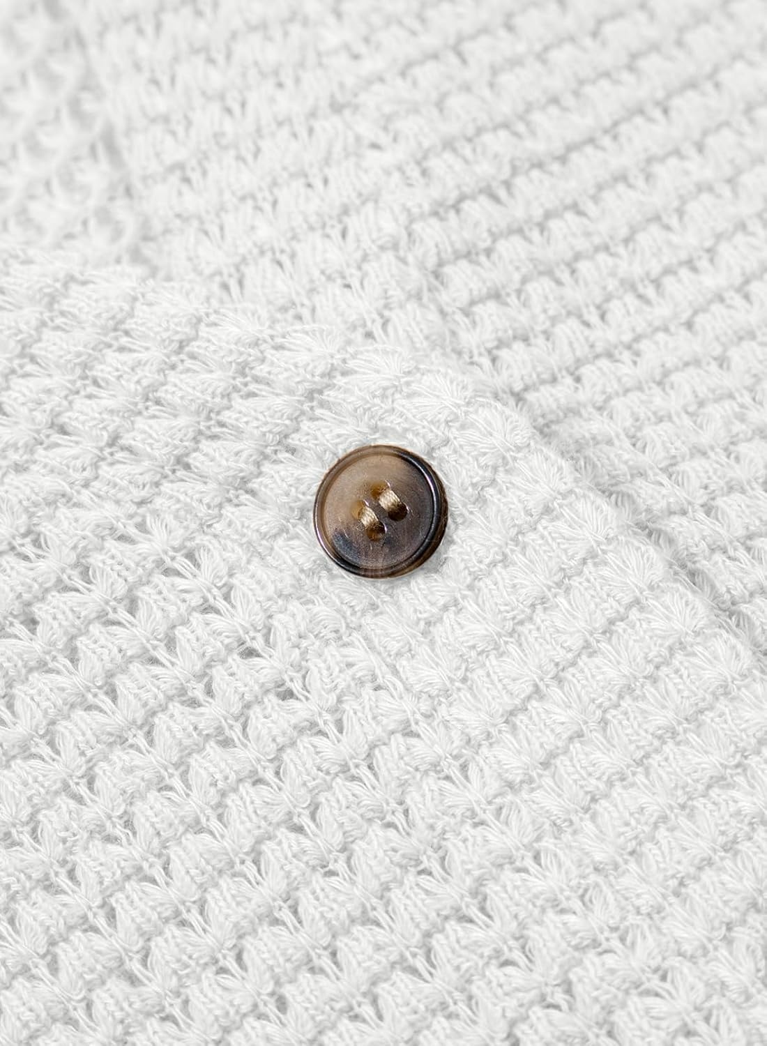 image:imageDokotoo Womens Waffle Knit Tops 2026 Dressy Casual Button Shirts Long Sleeve V Neck Blouses Basic TeeWhite