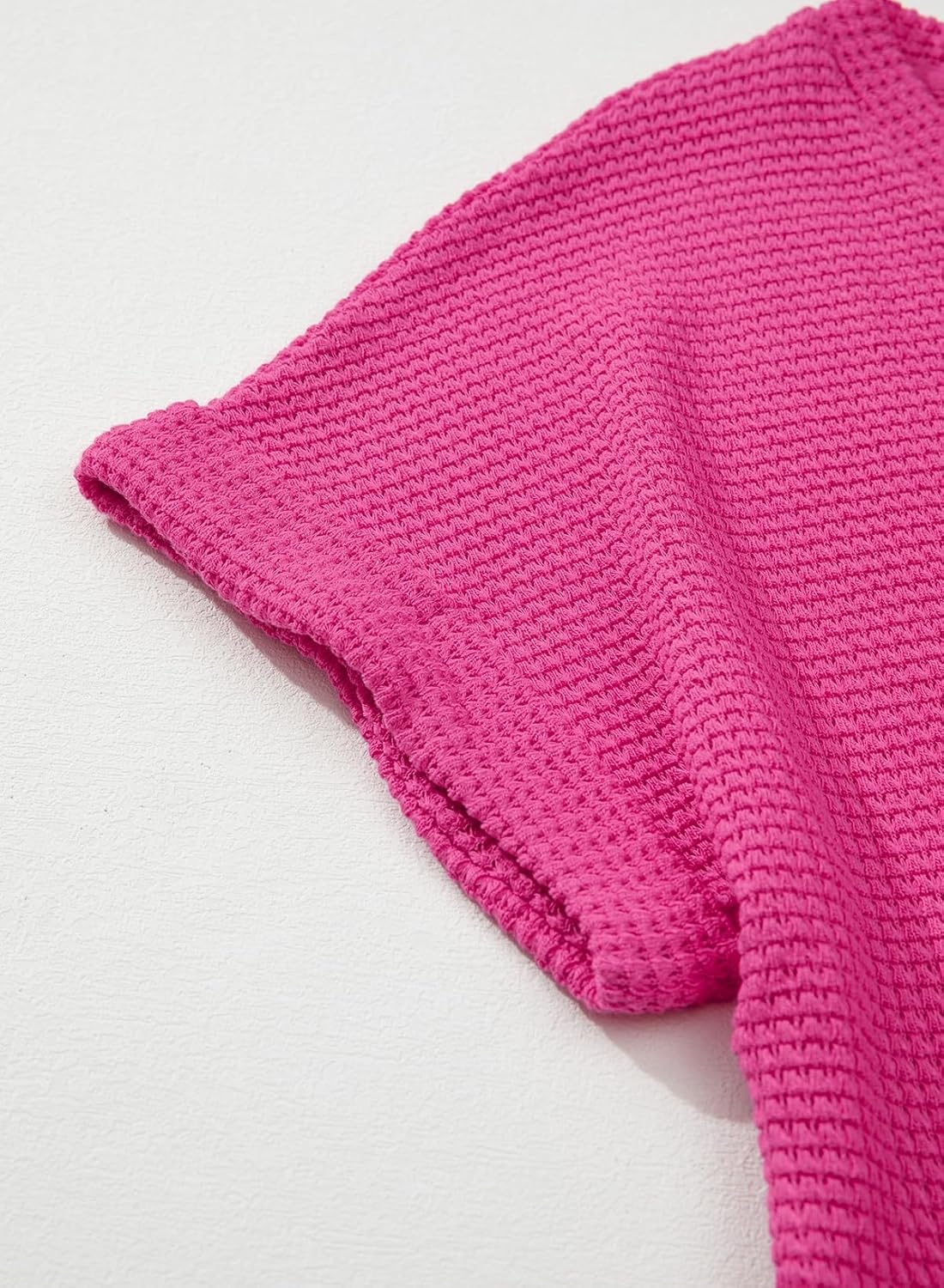 image:imageDokotoo Womens Waffle Knit Tops 2026 Summer Shirts Womens Blouses Basic TeeA Rose Red