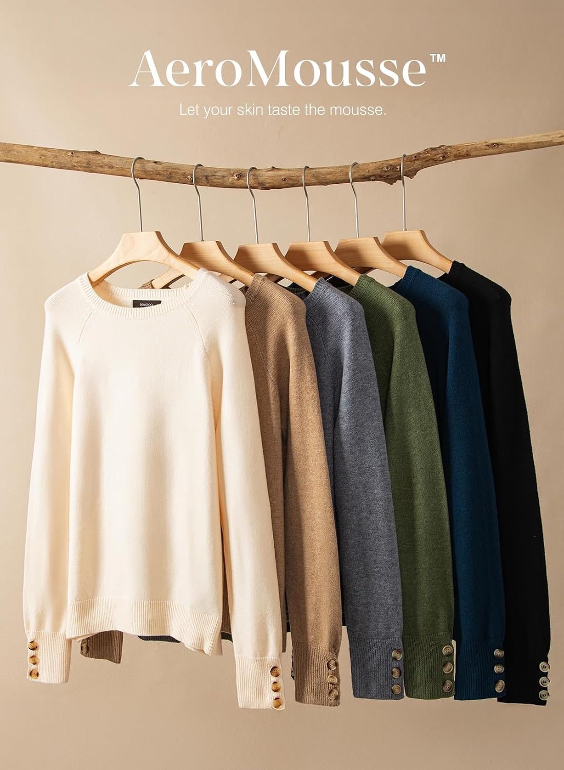 image:imageDokotoo Womes Sweaters Solid Button Long Sleeve Knit Pullover TopsBrown