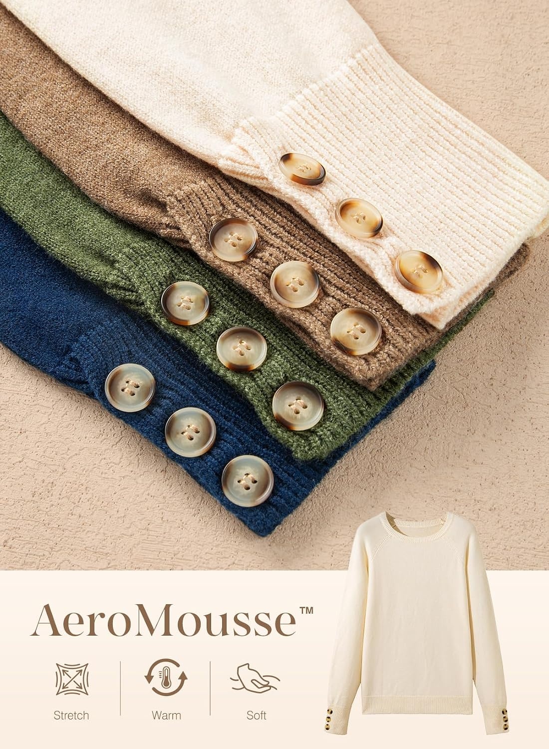 image:imageDokotoo Womes Sweaters Solid Button Long Sleeve Knit Pullover TopsOffwhite