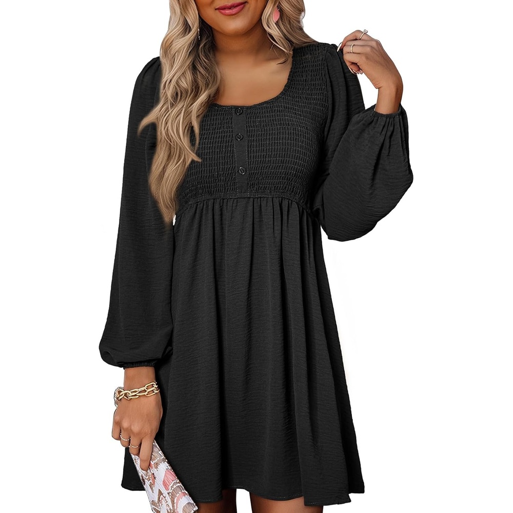 image:imageDokotoo Fall Dresses for Women 2026 Casual Long Sleeve Mini DressBlack