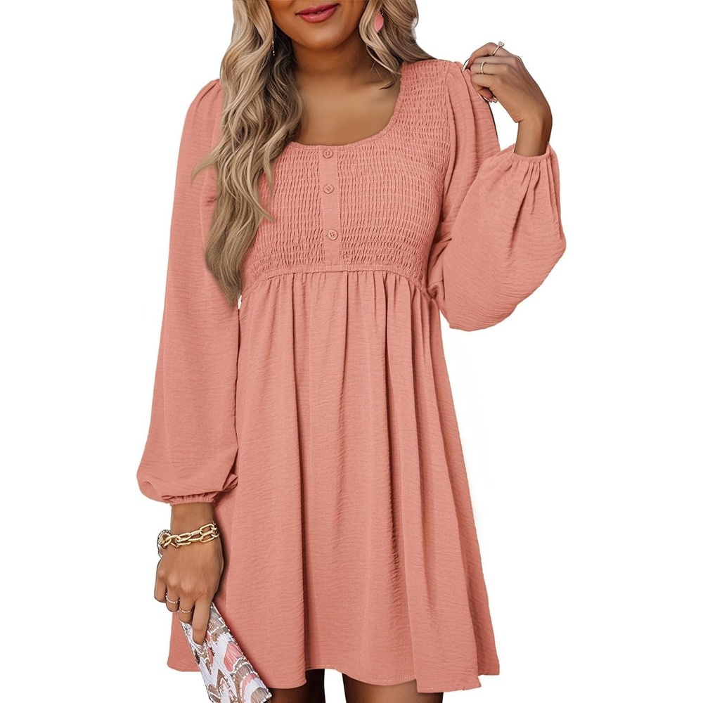 image:imageDokotoo Fall Dresses for Women 2026 Casual Long Sleeve Mini DressPink