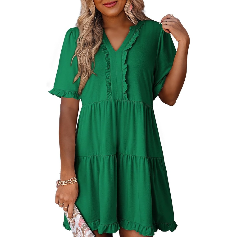 image:imageDokotoo Womens A Line Babydoll Casual Summer Dresses with PocketsKelly Green