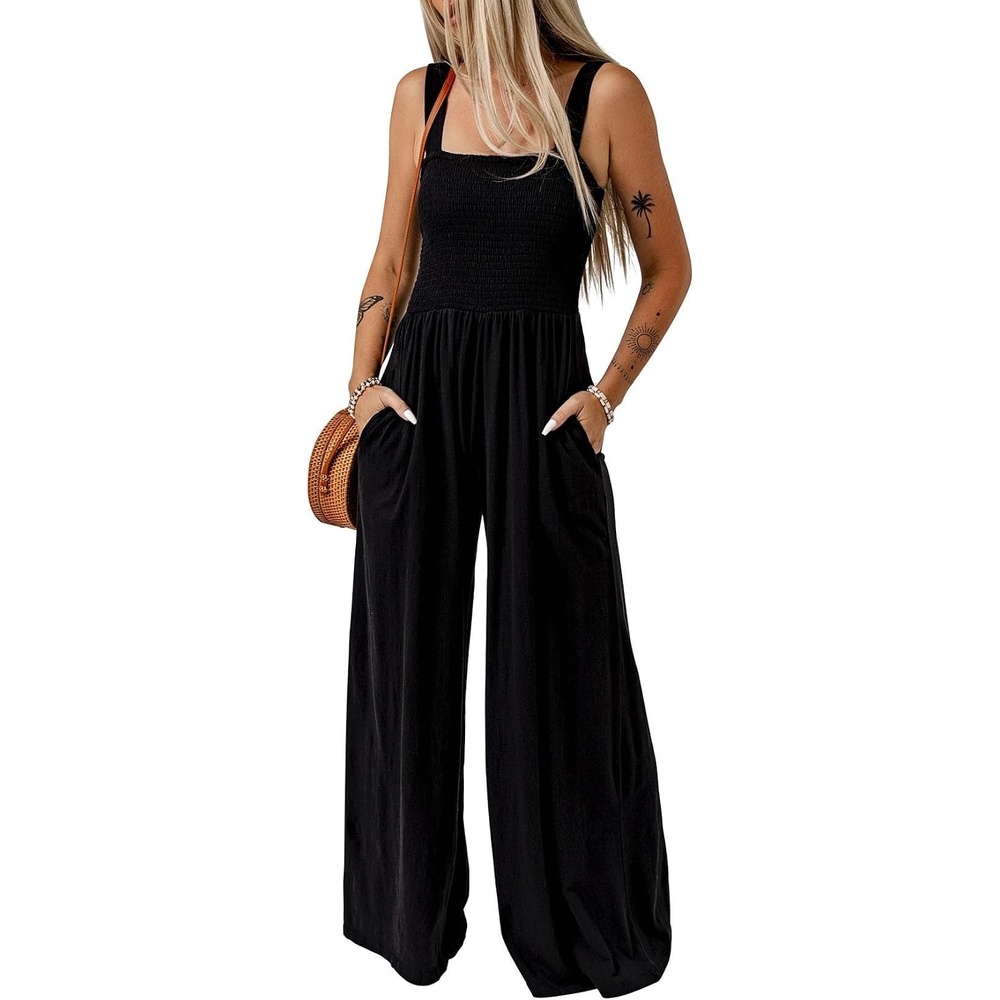 image:imageDokotoo Womens Casual Jumpsuits One Piece Sleeveless Wide Leg RompersBlack