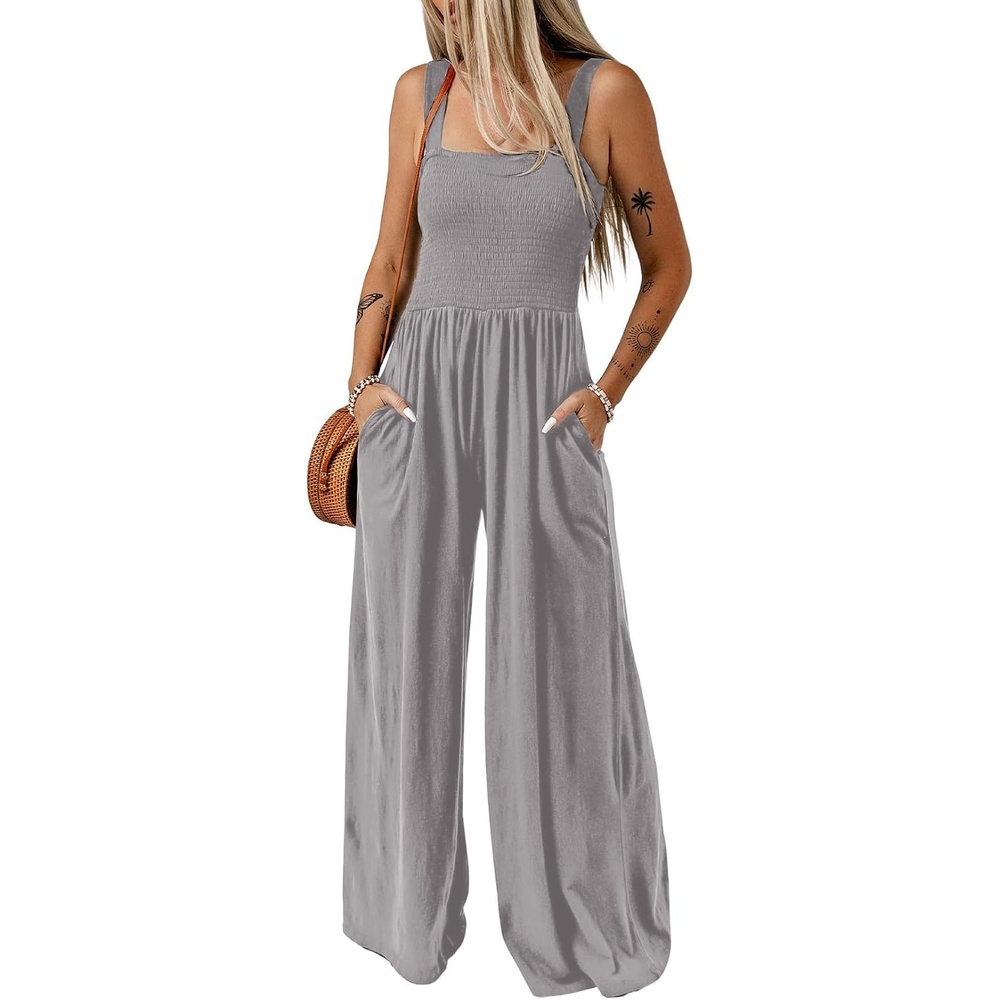 image:imageDokotoo Womens Casual Jumpsuits One Piece Sleeveless Wide Leg RompersGray
