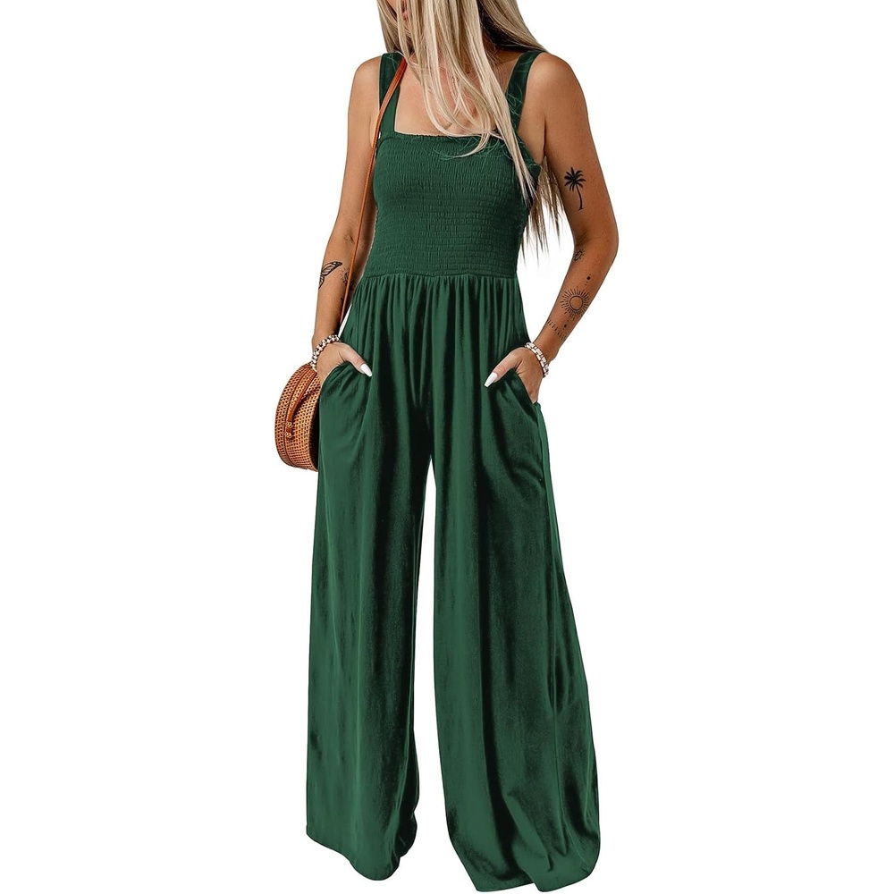 image:imageDokotoo Womens Casual Jumpsuits One Piece Sleeveless Wide Leg RompersGreen