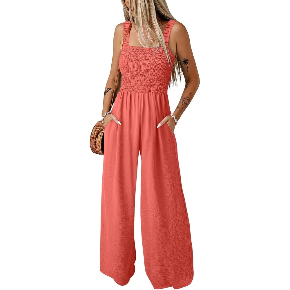 image:imageDokotoo Womens Casual Jumpsuits One Piece Sleeveless Wide Leg RompersOrange