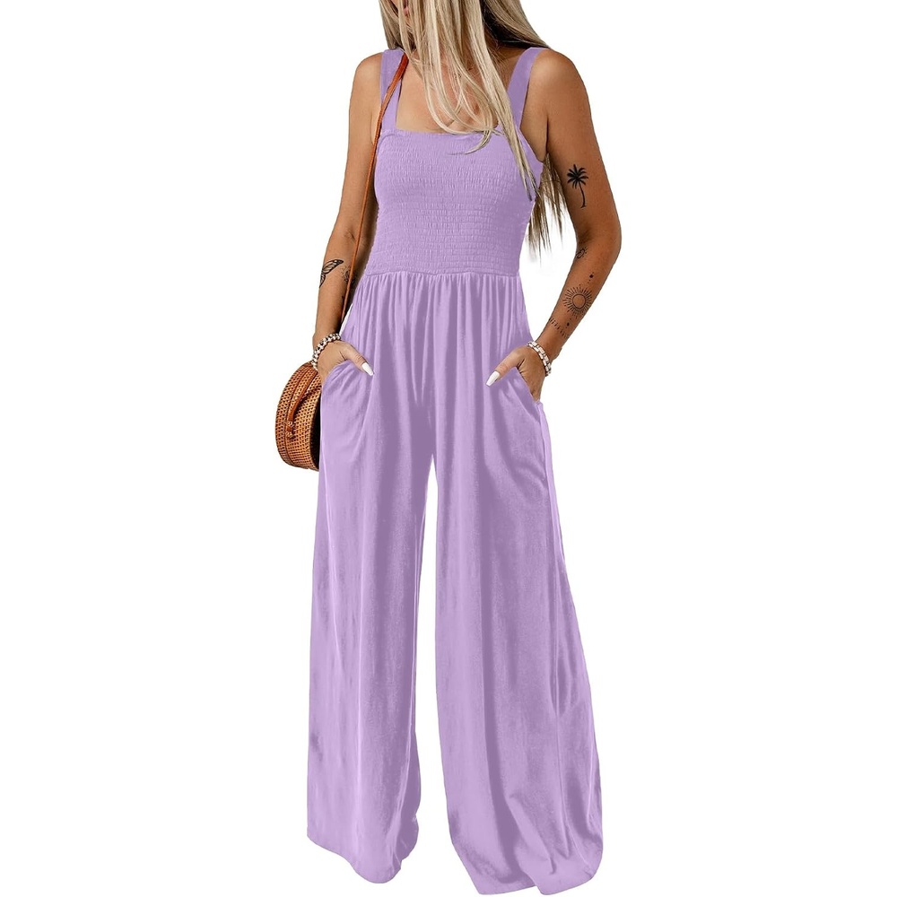 image:imageDokotoo Womens Casual Jumpsuits One Piece Sleeveless Wide Leg RompersPurple