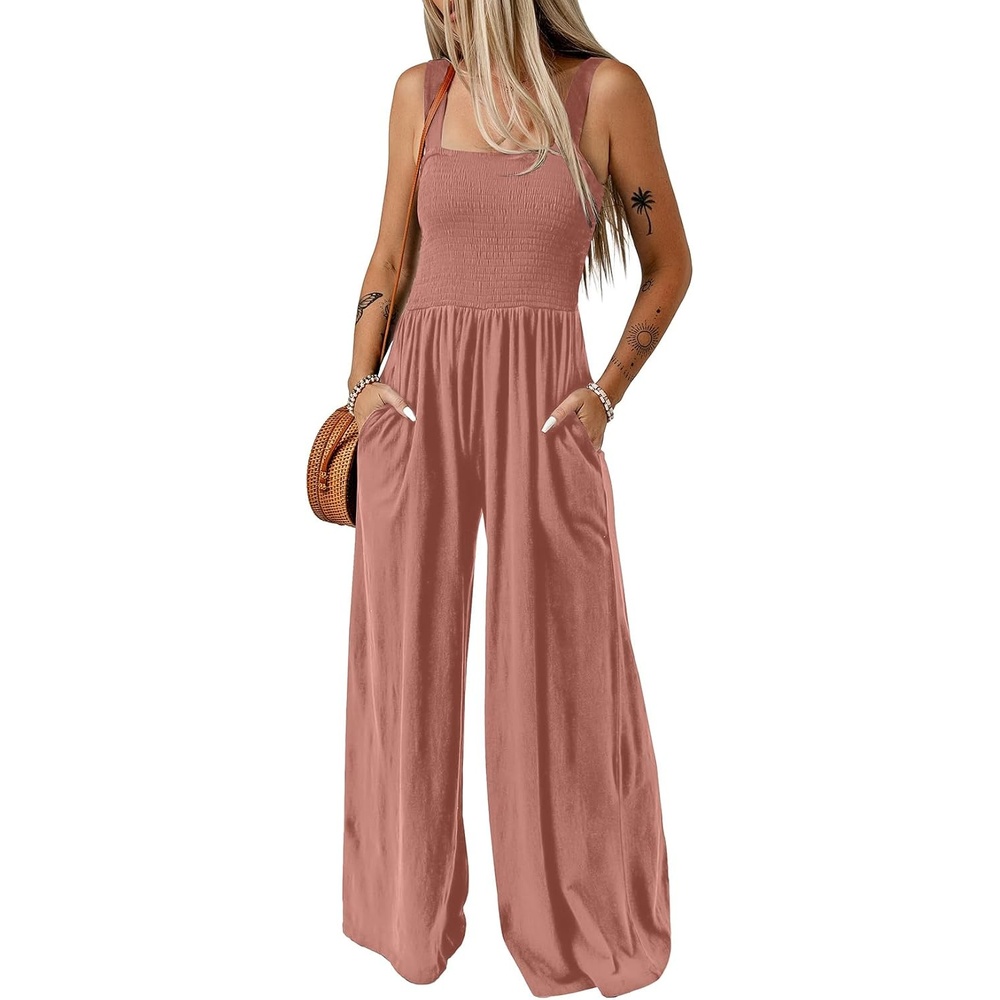image:imageDokotoo Womens Casual Jumpsuits One Piece Sleeveless Wide Leg RompersRose Pink
