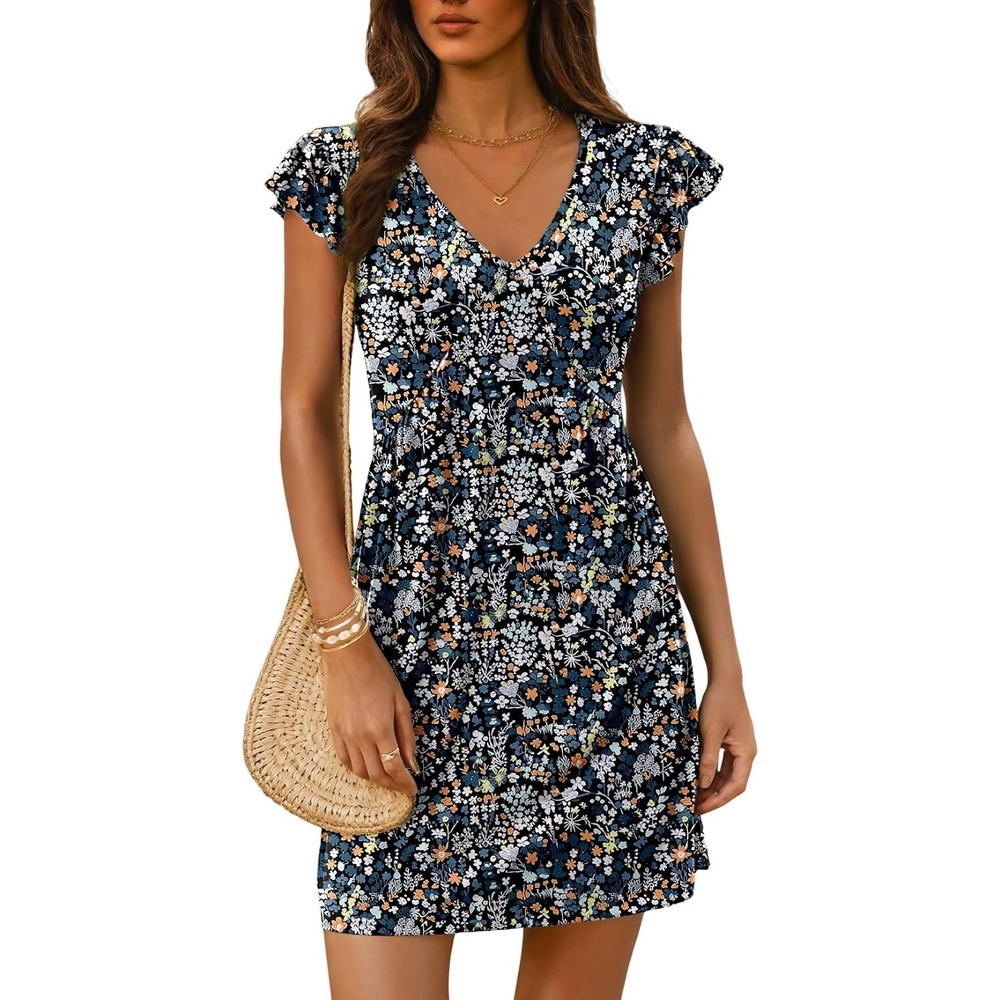 image:imageDokotoo Womens Summer Dresses Beach 2026 Sundress Ruffle Sleeve Mini DressBlack a