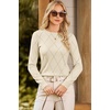 Dokotoo Sweaters for Women Long Sleeve Crewneck Diamond Hollow Out Lightweight Pullover Sweater Tops Fall Outfits(Apricot)