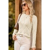 Dokotoo Sweaters for Women Long Sleeve Crewneck Diamond Hollow Out Lightweight Pullover Sweater Tops Fall Outfits(Apricot)
