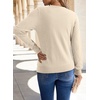 Dokotoo Sweaters for Women Long Sleeve Crewneck Diamond Hollow Out Lightweight Pullover Sweater Tops Fall Outfits(Apricot)