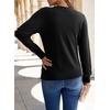 Dokotoo Sweaters for Women Long Sleeve Crewneck Diamond Hollow Out Lightweight Pullover Sweater Tops Fall Outfits(Black)