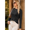 Dokotoo Sweaters for Women Long Sleeve Crewneck Diamond Hollow Out Lightweight Pullover Sweater Tops Fall Outfits(Black)