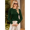 Dokotoo Sweaters for Women Long Sleeve Crewneck Diamond Hollow Out Lightweight Pullover Sweater Tops Fall Outfits(Blackish Green)