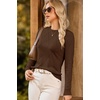 Dokotoo Sweaters for Women Long Sleeve Crewneck Diamond Hollow Out Lightweight Pullover Sweater Tops Fall Outfits(Brown)
