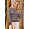 Dokotoo Sweaters for Women Long Sleeve Crewneck Diamond Hollow Out Lightweight Pullover Sweater Tops Fall Outfits(Coffee)