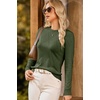Dokotoo Sweaters for Women Long Sleeve Crewneck Diamond Hollow Out Lightweight Pullover Sweater Tops Fall Outfits(Green)