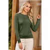 Dokotoo Sweaters for Women Long Sleeve Crewneck Diamond Hollow Out Lightweight Pullover Sweater Tops Fall Outfits(Green)