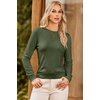 Dokotoo Sweaters for Women Long Sleeve Crewneck Diamond Hollow Out Lightweight Pullover Sweater Tops Fall Outfits(Green)