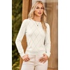 Dokotoo Sweaters for Women Long Sleeve Crewneck Diamond Hollow Out Lightweight Pullover Sweater Tops Fall Outfits(White)